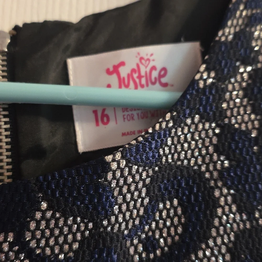 Justice Navy‎ and Silver Patterned Dress